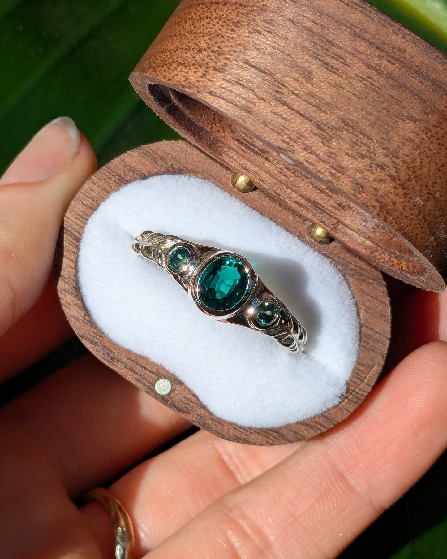Handmade wooden ring box